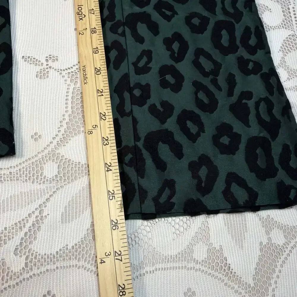 NWT Anine Bing Cindy Emerald Green Leopard Jacquard Flare Trousers S/P-W28/L26”